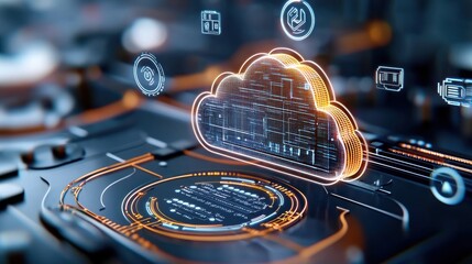 Futuristic cloud computing and digital technology concept with network data intelligence and smart infrastructure for the future of technology and digital transformation