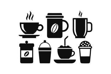 Obraz premium Tea Cup and Coffee Mug Beverage Icon Set Vector Design