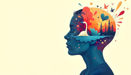 Generative AI Illustration of Collective Mind Concept Art, Exploding Head Symbolizing Inner World, Dreams, Emotions, and Creative Imagination
