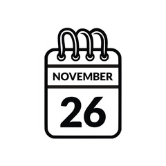 November 26 Calendar icon vector illustration.
