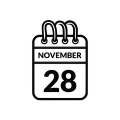 November 28 Calendar icon vector illustration.