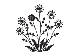 Wildflower Blooming Garden silhouette vector