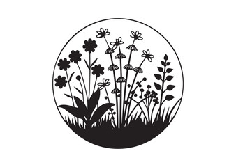 Wildflower Blooming Garden silhouette vector