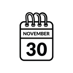 November 30 Calendar icon vector illustration.