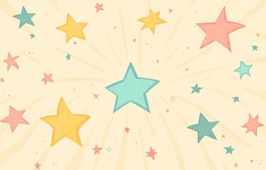 Obraz premium Colorful Star Burst Pattern on Beige Background for Festive Celebration