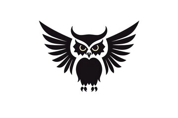 Obraz premium Owl bird Silhouette clip art animal white logo.