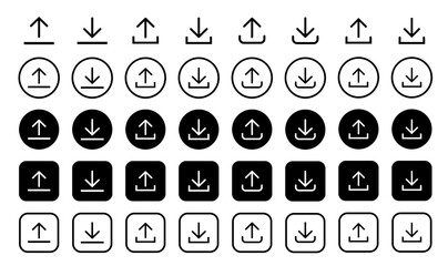 Download and upload icon. Download icon files. Software download icon . Web icon set . Icons collection. Vector illustration.