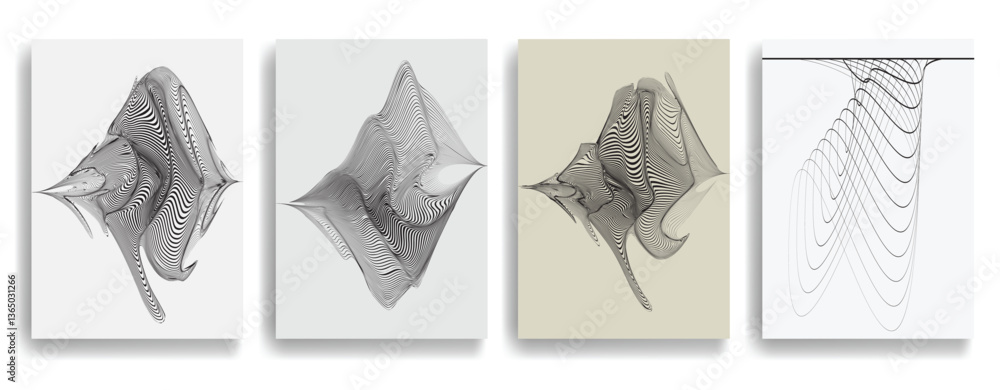 Fototapete Abstract flow Lines Background . Wavy Stripes . Striped linear pattern . Poster collection with smooth lines .Brochures set with wave lines .Vector .
