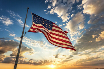 Obraz premium american flag in the wind