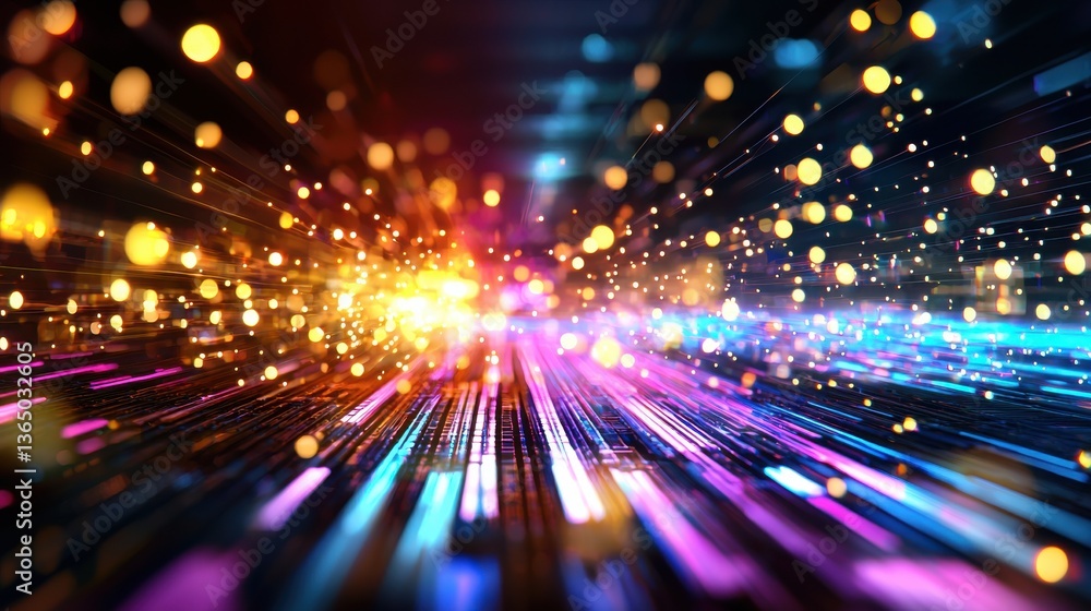 Aufkleber vibrant burst of kinetic light and energy in a futuristic dynamic digital backdrop glowing lines par
