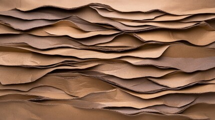 Obraz premium Textured layers of crumpled brown paper creating an abstract background for design use