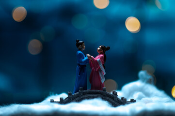 QiXi Festival Chinese Valentine's Day with Magpie Bridge Symbolism. Qi Xi