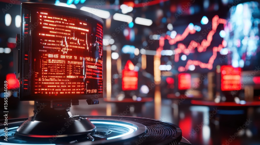 Poster digital technology and financial analytics a neon lights backdrop showcasing the intersection of tec