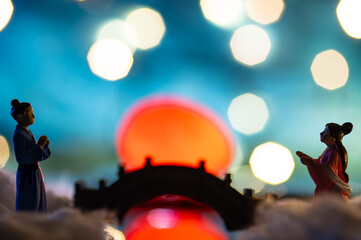 QiXi Festival Chinese Valentine's Day with Magpie Bridge Symbolism. Qi Xi