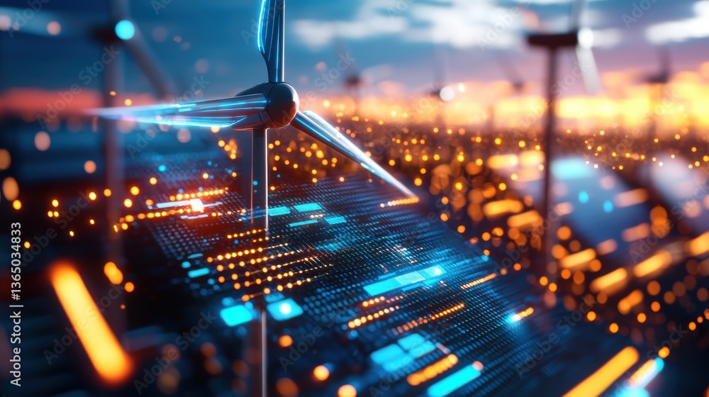 Poster vibrant digital landscape of interconnected technologies shaping the future of innovation and progre