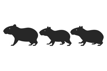 set of Capybara silhouette vector illustration