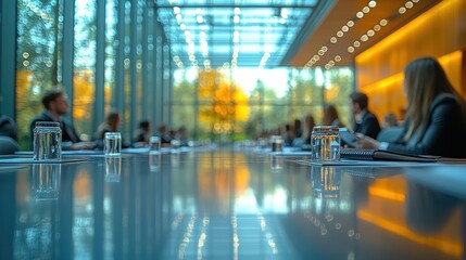 Elegant and modern urban cafe interior with reflective glass furniture cozy dining atmosphere and relaxing ambiance for business meetings professional gatherings or casual meals