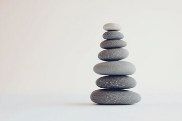 Stacked Smooth Stones Balancing with a White Background for Relaxation