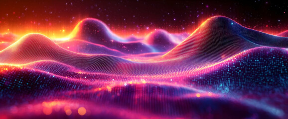 Obraz premium Abstract Digital Landscape With Glowing Colors