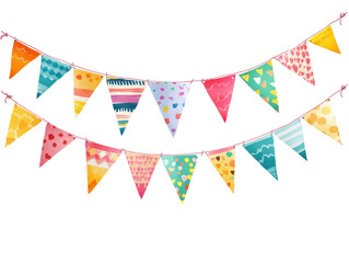 Obraz premium Isolated watercolor style festive flag garland