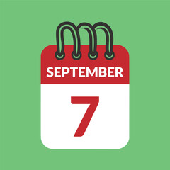 September 7 Calendar icon vector illustration.