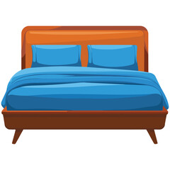 Wooden bed with sheets