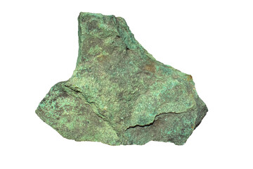 Green rock stone isolated on transparent background.