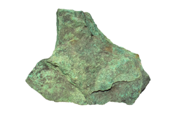Green rock stone isolated on transparent background.