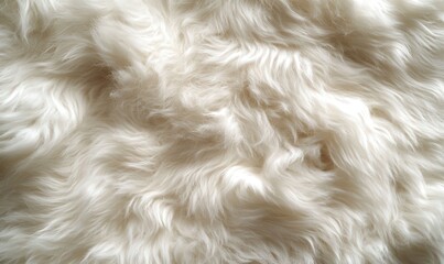 Close-up view of soft, white fur texture with gentle waves.
