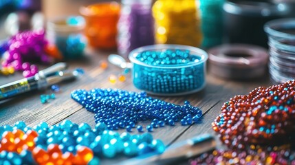 Colorful Craft Materials for Beading and Jewelry Creation Fun