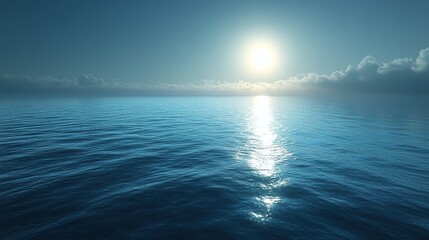 Obraz premium Sunbeams on calm ocean, light and shadow on seabed-tranquility.