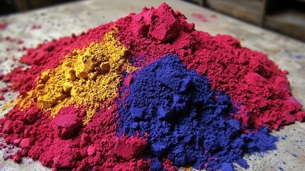 Fototapeta premium Colorful powder burst in vibrant red, blue, and yellow, symbolizing energy,innovation,creativity,diversity, and DEI,DEIB concept