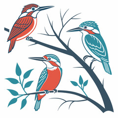 Kingfishers silhouette vector illustration