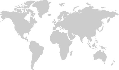 Grey Blank World Map Vector Clipart Illustration – Editable Geographical Template for Global Projects, Cartography, Educational Materials, and Travel Designs