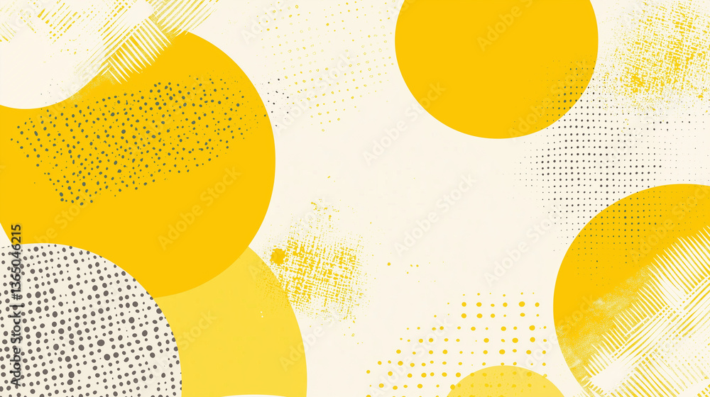Poster abstract design with yellow circles and textured patterns for creative backgrounds