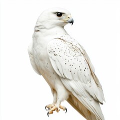 Obraz premium White Falcon Closeup Portrait Against White Background