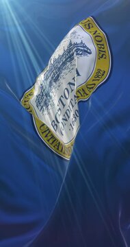 Flag of Boston city, city of United States of America. 4K Vertical. Loop