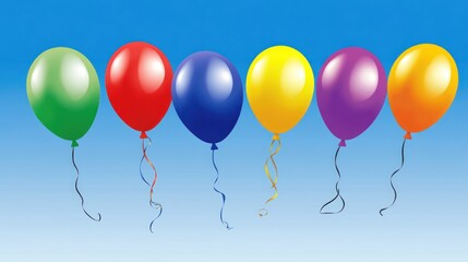 Colorful balloons against a light blue sky.  Possible use Birthday party, celebration, advertisement