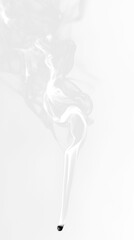 A white wisp of light smoke slowly drifts up isolated on a transparent background.