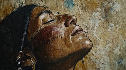 Chumash Indians Painted Cave Detail 04. Ancient Stone Surface in Southern California