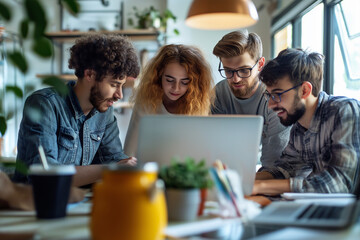 business professionals working on a project as a team in the office for work	