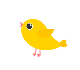 Cute Easter chick isolated on white background. Yellow baby chicken bird icon. Vector illustration.