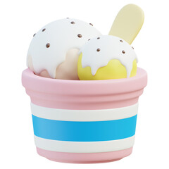 Ice Cream dessert in a cup 3D Illustration