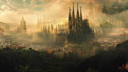 The Sagrada Familia towers, when completed, will soar over the skyline of Barcelona, adding to the city architectural identity and creating a landmark visible from miles around.