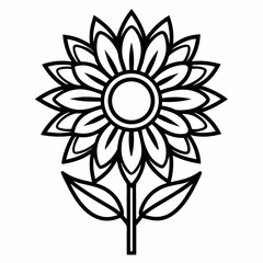 sunflower  outline icon on white background 
