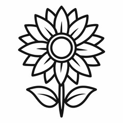 sunflower  outline icon on white background 
