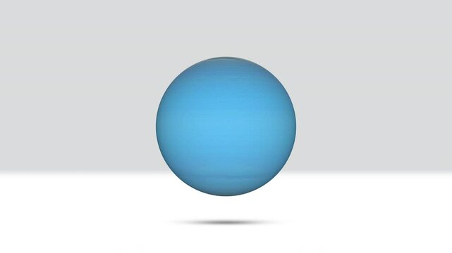 Uranus - Rotating 3D Planet On Light Grey Background Loop