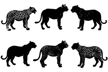 set of Leopard silhouette vector illustration