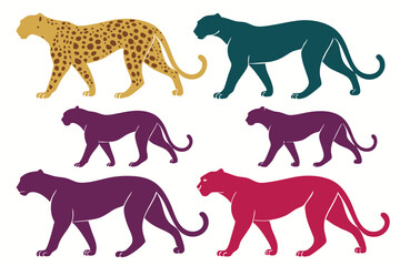 set of Leopard silhouette vector illustration