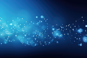 An artistic representation of a flowing blue network with scattered nodes, showcasing modern technology and movement.